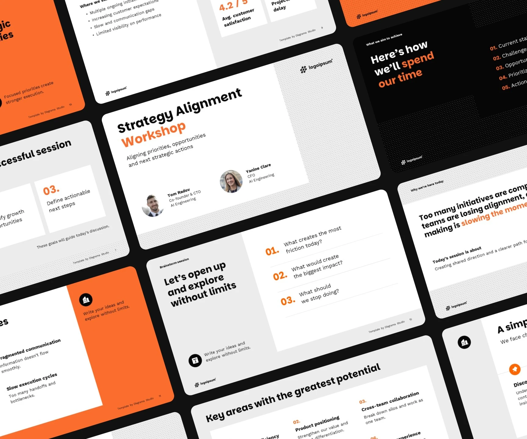 Strategic workshop presentation template for PowerPoint and Google slides